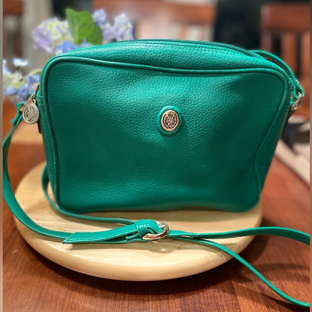 Liz Claiborne Crossbody or shoulder purse Adds a Great pop of green. Gold metal.